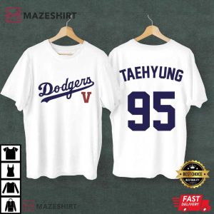 BTS V LA Dodgers First Pitch Commemorative Kpop Merch T Shirt (1)
