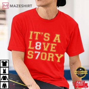 Its A Love Story 87 Taylor And Travis Footballs Power Couple T Shirt (4)