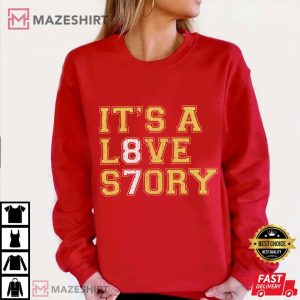 Its A Love Story 87 Taylor And Travis Footballs Power Couple T Shirt (1)