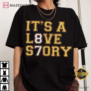 Its A Love Story 87 Taylor And Travis Footballs Power Couple T Shirt (2)