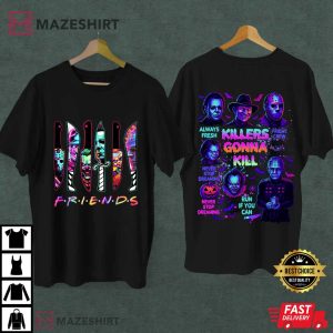 Halloween Spooky Neon Horror Friends Characters T Shirt (2)