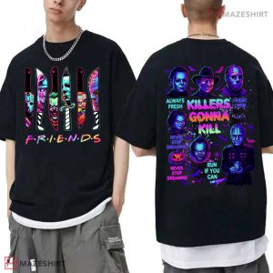 Halloween Spooky Neon Horror Friends Characters T-Shirt