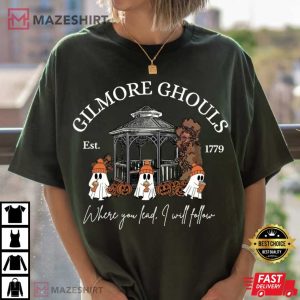 Stars Hollow Fall Leaves Gilmore Ghouls Ghost Halloween T-Shirt