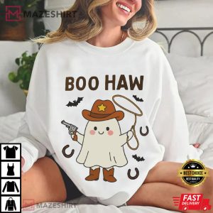 Boo Haw Vintage Western Cowboy Halloween Ghost T Shirt (4)
