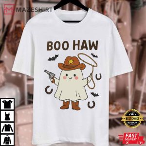 Boo Haw Vintage Western Cowboy Halloween Ghost T Shirt (2)