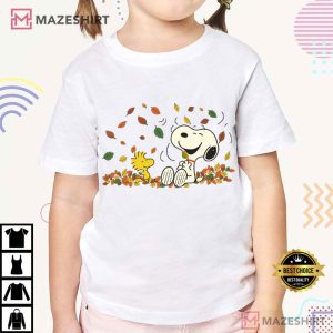 Snoopy And Woodstock Autumn Leaves Halloween T-Shirt