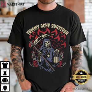 Skeleton Tummy Ache Survivor Funny Meme T-Shirt