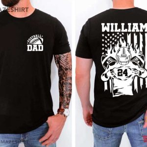 Football Dad Custom Name And Number Sports T Shirt (1)