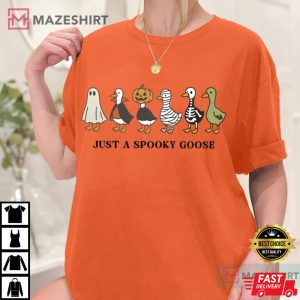 Just A Spooky Goose Funny Skeleton Halloween T Shirt (4)