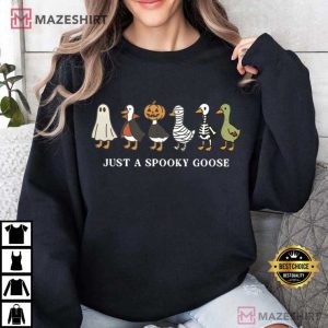 Just A Spooky Goose Funny Skeleton Halloween T Shirt (1)