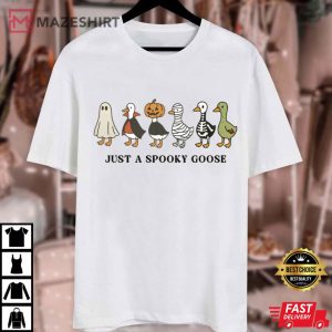 Just A Spooky Goose Funny Skeleton Halloween T Shirt (2)