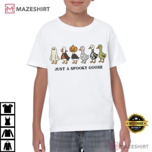 Just A Spooky Goose Funny Skeleton Halloween T-Shirt