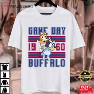 Bluey Dog And Bingo Cartoon Game Day Buffalo Football T Shirt (2)