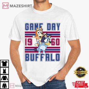 Bluey Dog And Bingo Cartoon Game Day Buffalo Football T-Shirt
