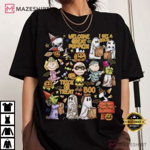 Snoopy And Peanuts Retro Halloween Trick Or Treat T-Shirt