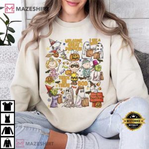 Snoopy And Peanuts Retro Halloween Trick Or Treat T Shirt (1)
