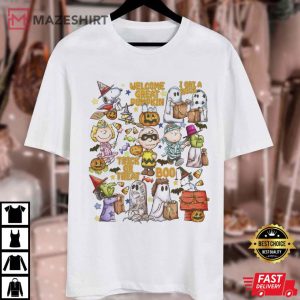 Snoopy And Peanuts Retro Halloween Trick Or Treat T Shirt (2)