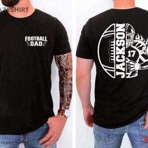 Football Dad Personalized Name And Number Game Day T-Shirt