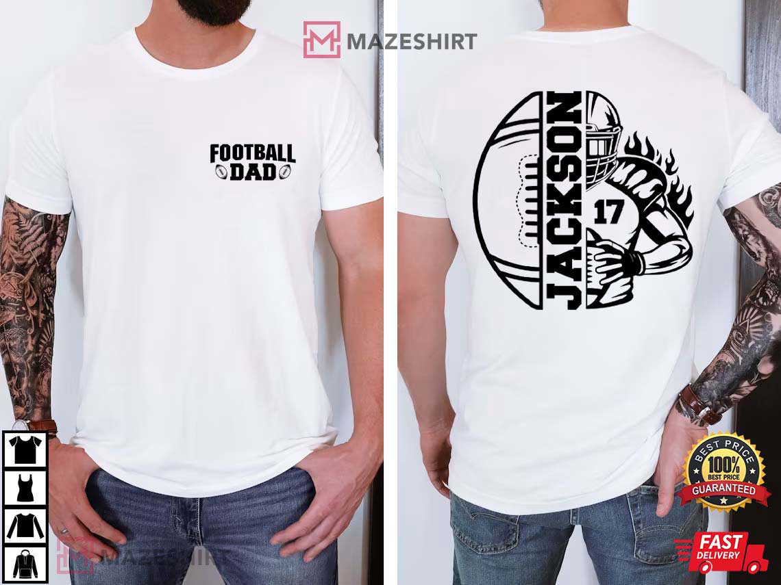 Football Dad Personalized Name And Number Game Day T-Shirt Football Dad Personalized Name And Number Game Day T-Shirt