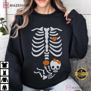 Skeleton Halloween Maternity New Baby Girl Pregnancy T Shirt (4)