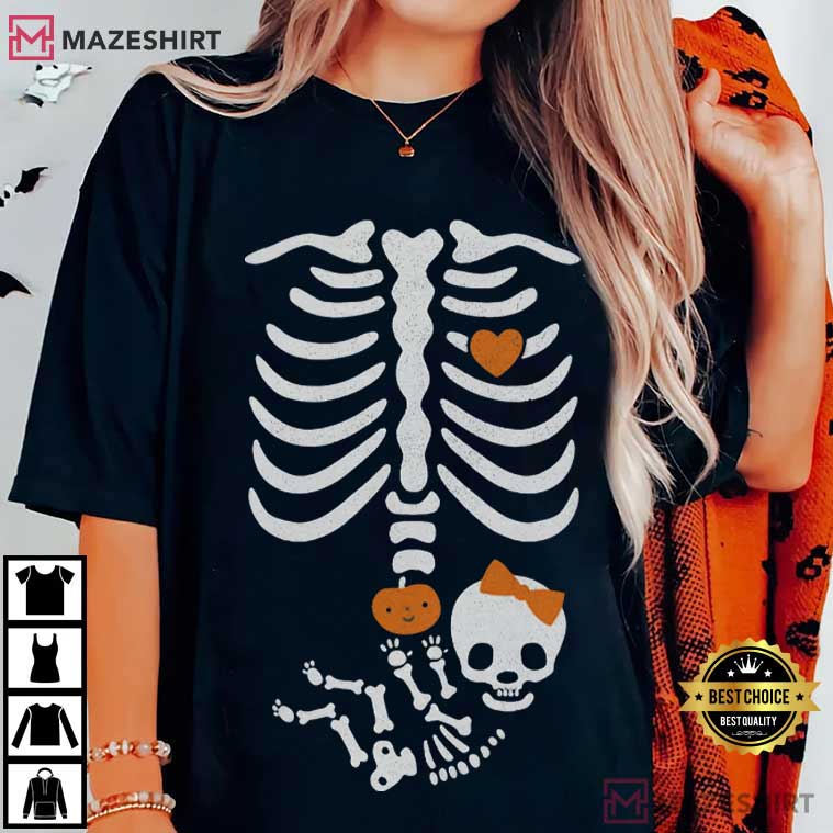 Skeleton Halloween Maternity New Baby Girl Pregnancy T-Shirt Skeleton Halloween Maternity New Baby Girl Pregnancy T-Shirt
