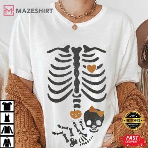 Skeleton Halloween Maternity New Baby Girl Pregnancy T-Shirt