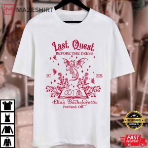 Last Quest Before The Dress Bridal Party Bookish Bachelorette Custom T Shirt (1)