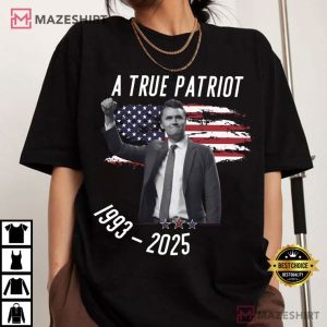 Charlie Kirk A True Patriot USA Memorial Remembering T Shirt (3)