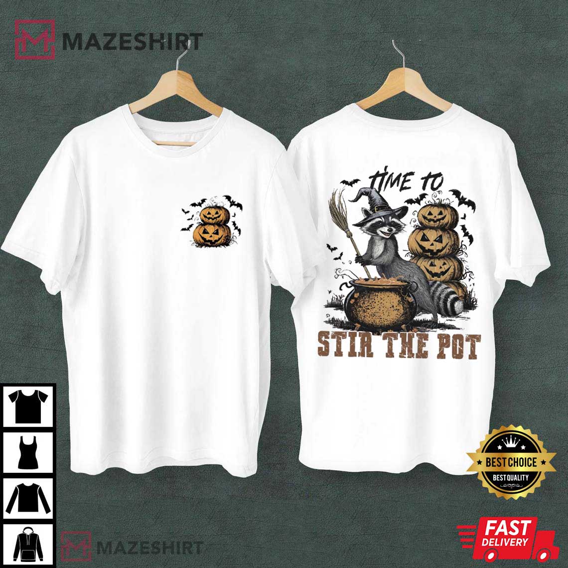 Time To Stir The Pot Funny Raccoon Witch Halloween T-Shirt Time To Stir The Pot Funny Raccoon Witch Halloween T-Shirt