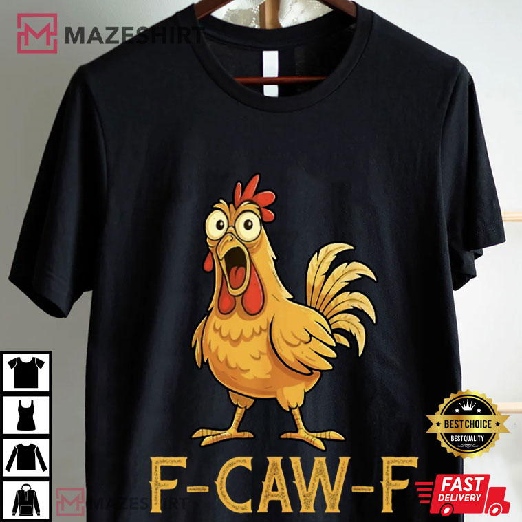 thumbnail image 2 of Black F-Caw-F T Shirts, Crew Neck Casual F-Caw-F Rooster Shirt 2 of 12