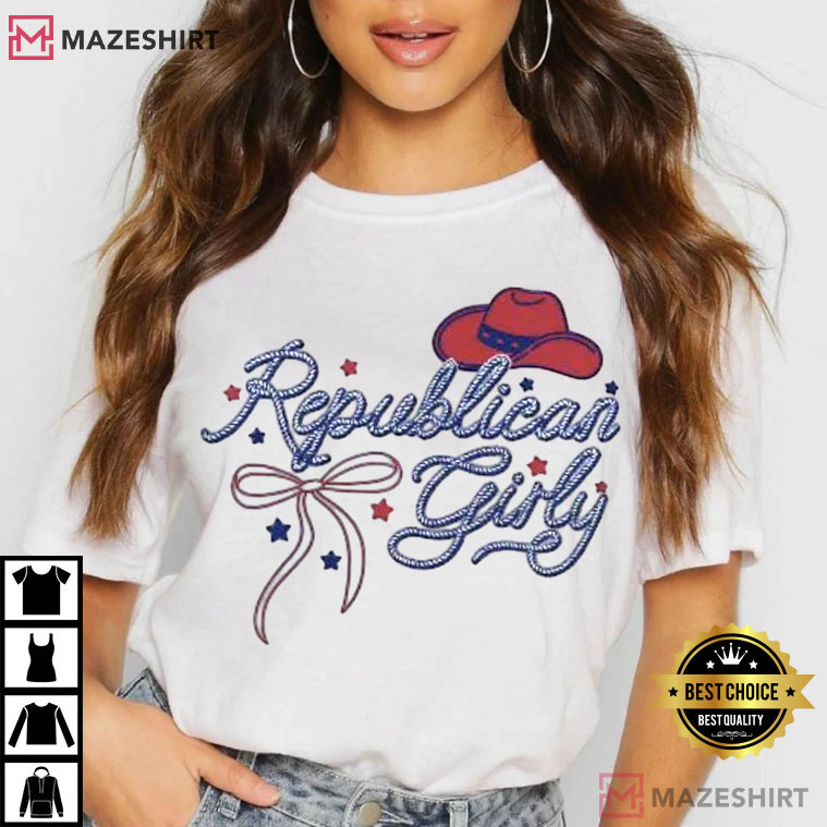 Republican Girly Bow Coquette Patriotic 4th Of July T-Shirt Republican Girly Bow Coquette Patriotic 4th Of July T-Shirt