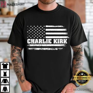 Charlie Kirk Distressed USA Flag Patriotic T Shirt (2)