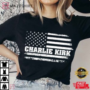 Charlie Kirk Distressed USA Flag Patriotic T Shirt (3)