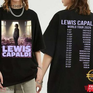 Lewis Capaldi UK Tour 2025 Pop Star Fan Merch T-Shirt