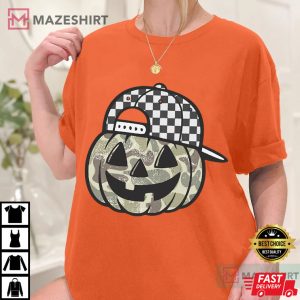 Camo Pumpkin Camouflage Halloween Fall T Shirt (4)