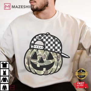Camo Pumpkin Camouflage Halloween Fall T Shirt (1)