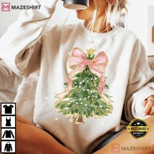 Christmas Tree Coquette Bow T Shirt (3)