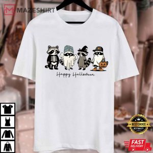 Happy Halloween Cute Raccoon Ghost T Shirt (2)