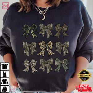Camouflage Coquette Bow Retro Vintage Hunting T Shirt (4)