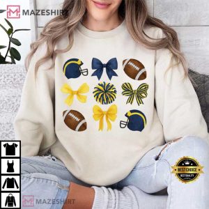 Michigan Wolverines Coquette Bow Football Game Day T Shirt (4)