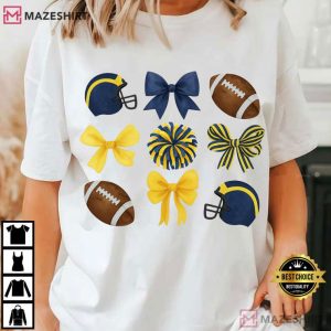 Michigan Wolverines Coquette Bow Football Game Day T-Shirt