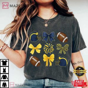 Michigan Wolverines Coquette Bow Football Game Day T Shirt (2)