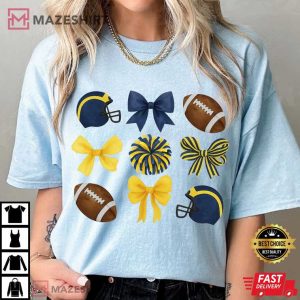 Michigan Wolverines Coquette Bow Football Game Day T Shirt (3)