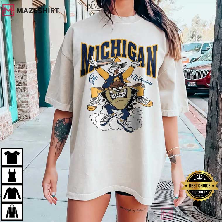 Michigan Wolverines Looney Tunes Football NCAA T-Shirt Michigan Wolverines Looney Tunes Football NCAA T-Shirt
