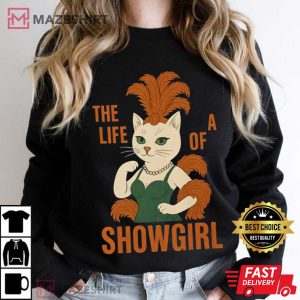 The Life Of A Showgirl Cat Glam Feline Swifties T Shirt (4)
