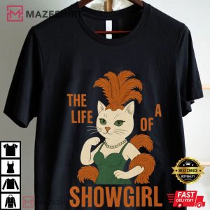 The Life Of A Showgirl Cat Glam Feline Swifties T Shirt (1)