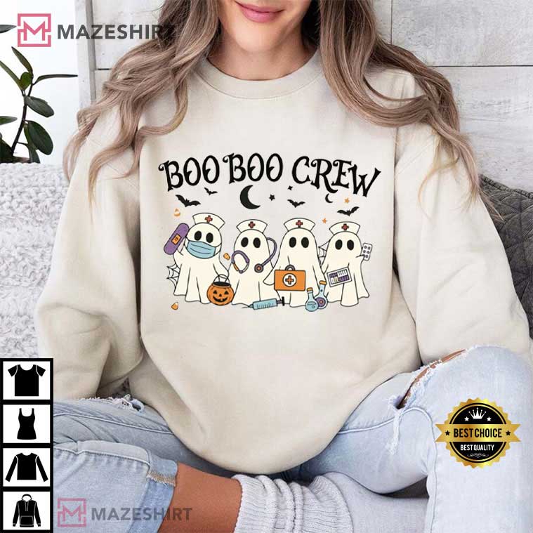 Boo Boo Crew Halloween Nurse Ghost Spooky Season T-Shirt Boo Boo Crew Halloween Nurse Ghost Spooky Season T-Shirt