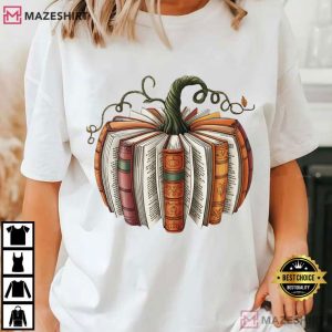 Book Fall Pumpkin Teacher Book Lovers T-Shirt