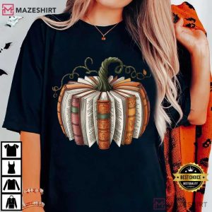 Book Fall Pumpkin Teacher Book Lovers T Shirt (3)