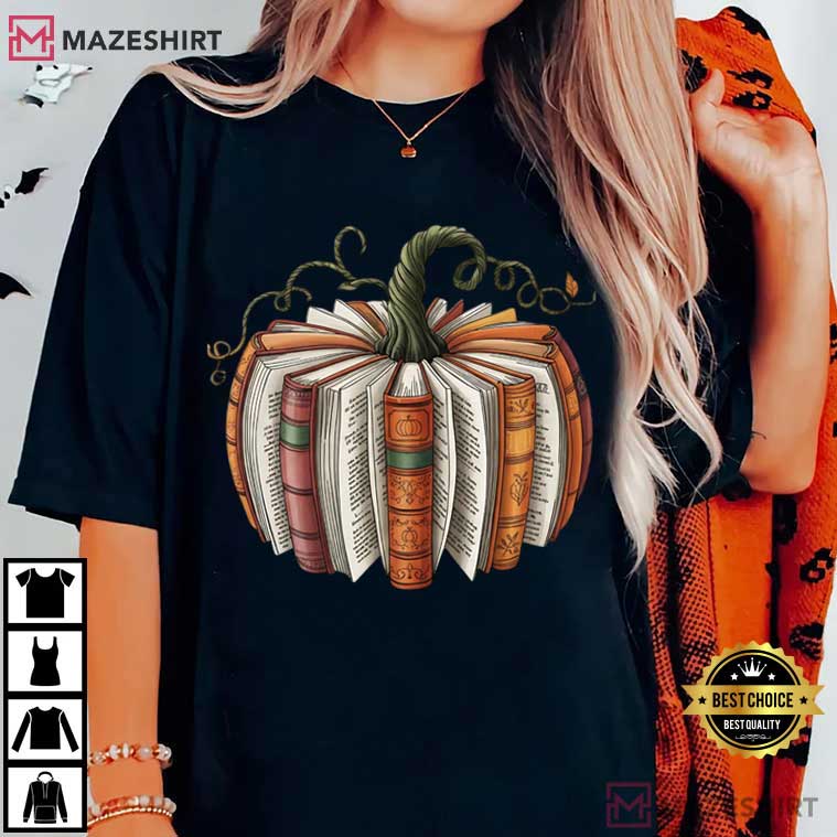 Book Fall Pumpkin Teacher Book Lovers T-Shirt Book Fall Pumpkin Teacher Book Lovers T-Shirt